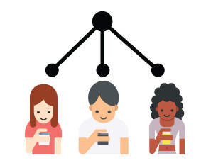 Illustration of sending a message to multiple people.